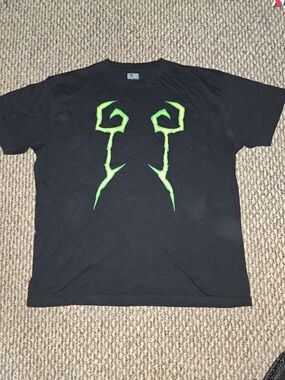 Blizzard Black Graphic Tee with Neon Green Storm Sigils -